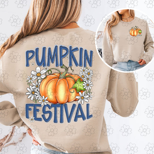 Pumpkin Festival and Flowers with Pocket Design ~ SAG25 ~ DTF Transfer