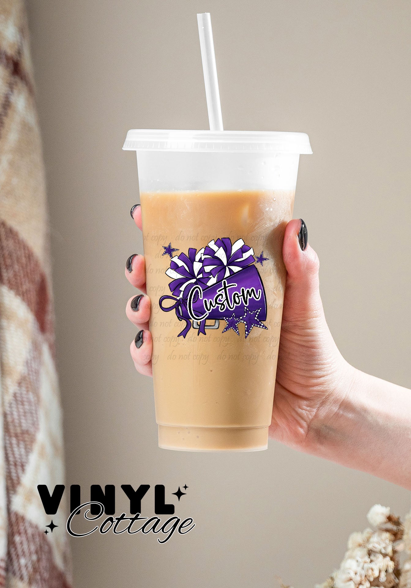 Megaphone and Pom Stars ~ UV DTF Decal ~ Custom