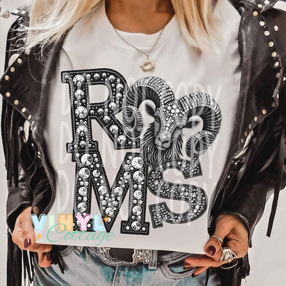 Rams ~ Faux Rhinestones ~ DTF Transfer