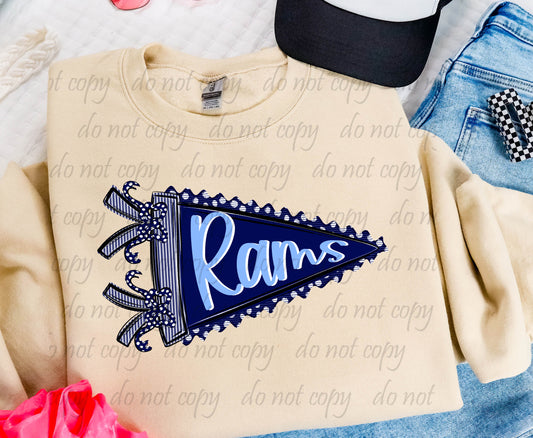Rams Navy Prepster Pennant ~ 25SAG ~ DTF Transfer