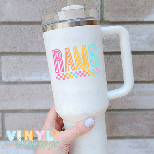 Rams ~ Bright Lines and Checks ~ UV DTF DECAL