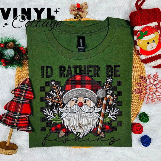 I'd Rather Be Fishing Santa ~ DTF Transfer