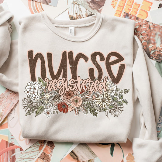 Registered Nurse ~ Vintage Floral ~ SAG26 ~ DTF Transfer