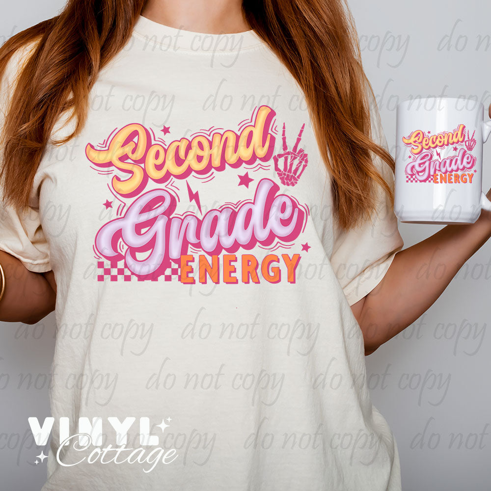School Grade Energy Pink ~ Multiple Grades Available ~ DTF Transfer