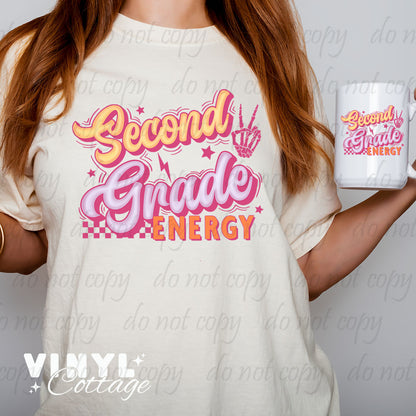 School Grade Energy Pink ~ Multiple Grades Available ~ DTF Transfer