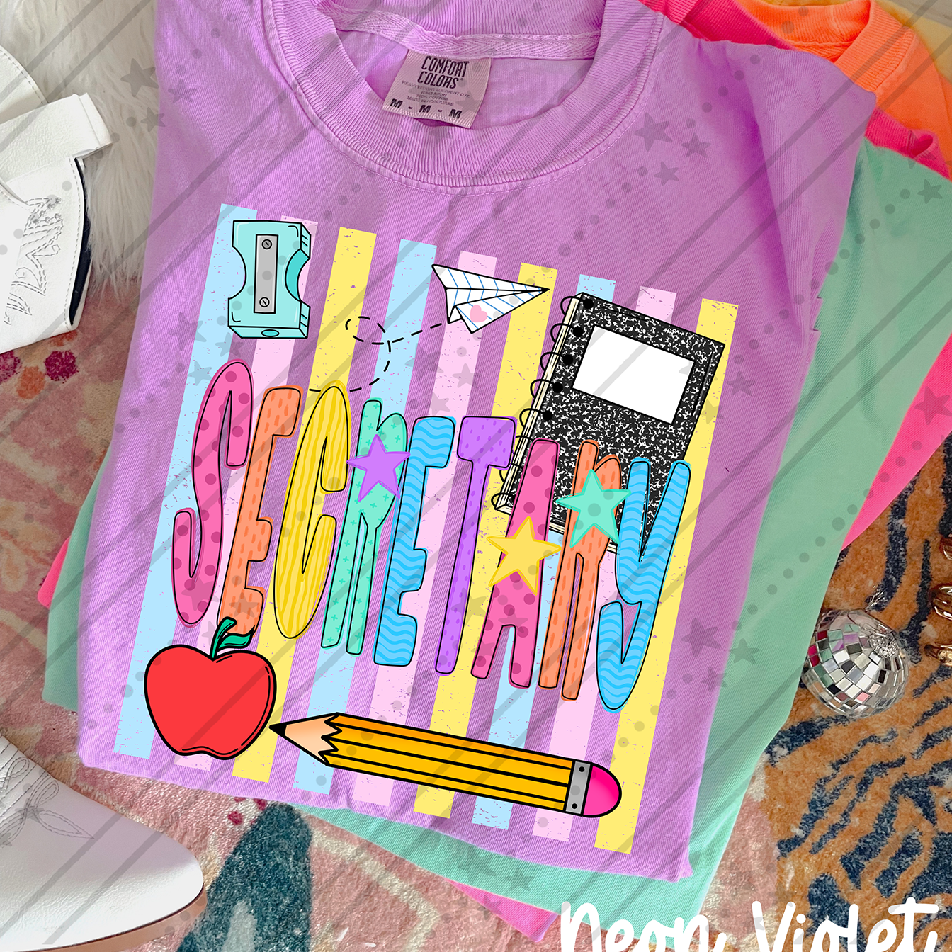 Secretary School Stripes ~ CCo26 ~ DTF Transfer