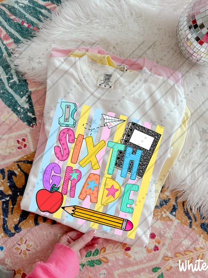 School Stripes Grade Level ~ CCo26 ~ DTF Transfer