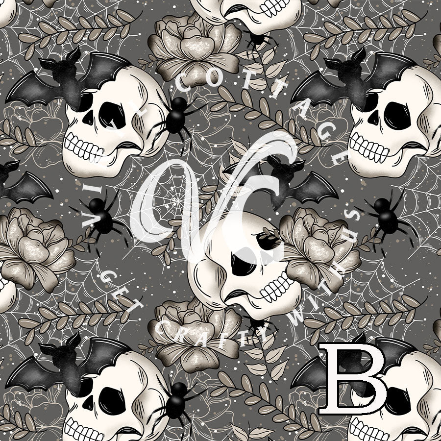 Spooky Skull Floral ~ SK07
