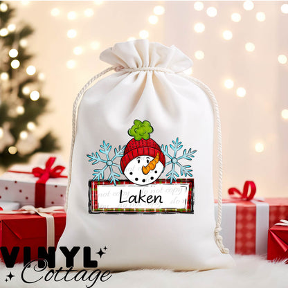 Snowman Name Plate Red ~ DTF Transfer