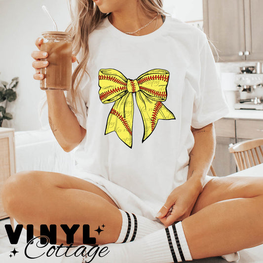 Softball Coquette Bow ~ DTF Transfer