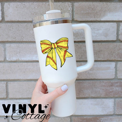 Softball Coquette Bow ~ UV DTF DECAL