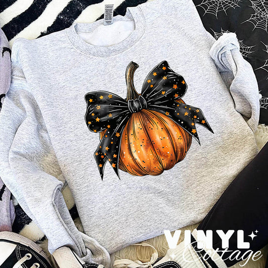Stars Black Coquette Pumpkin ~ DTF Transfer