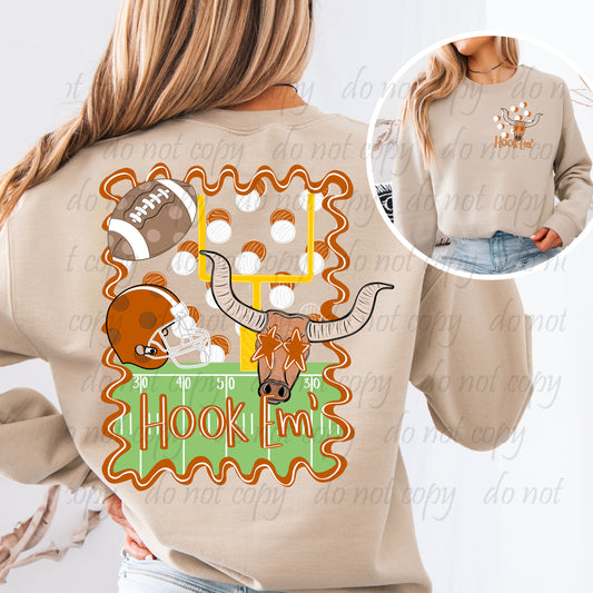 Steer Squiggle Frame Mascot Back Design with Pocket Design ~ 25JKD07 ~ DTF Transfer