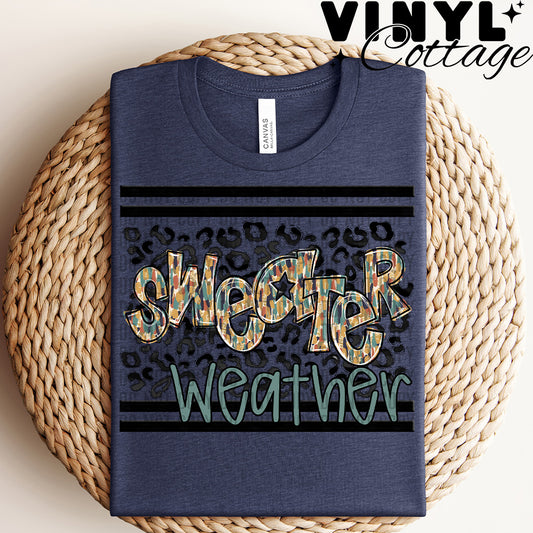 Leopard Fall Sayings ~ Sweater Weather ~ DTF Transfer