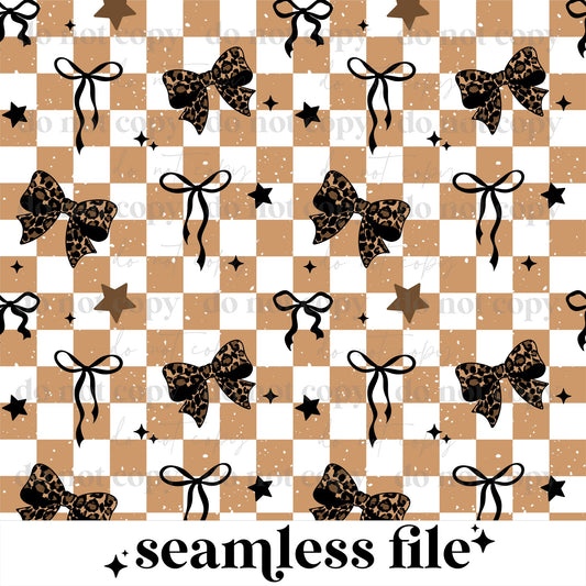 Tan Check Leopard Bows ~ 26CSC03 ~ 1554