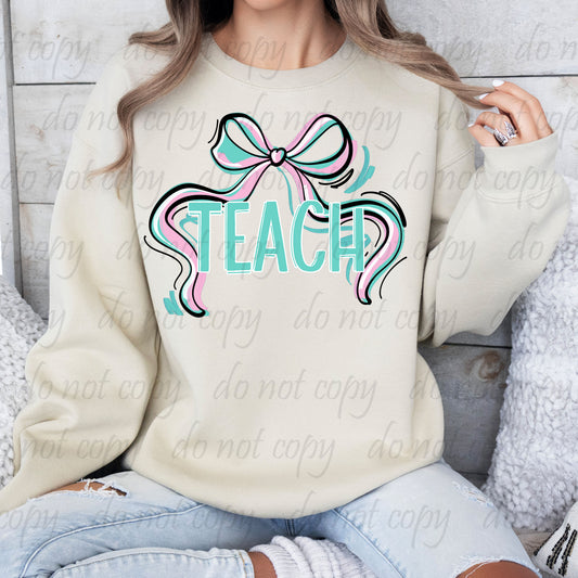 Teach Pink and Mint ~ Ribbon Mascots/Names ~ 25SAG ~ DTF Transfer