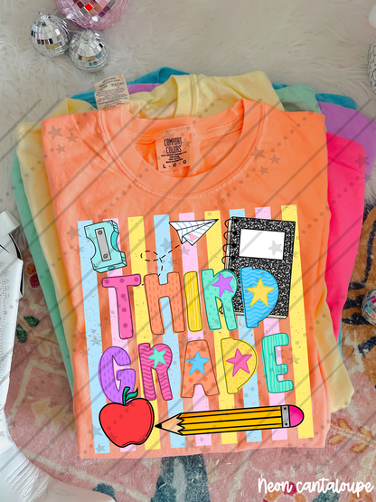 School Stripes Grade Level ~ CCo26 ~ DTF Transfer