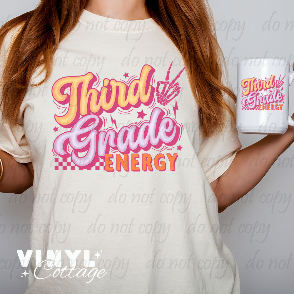 School Grade Energy Pink ~ Multiple Grades Available ~ DTF Transfer