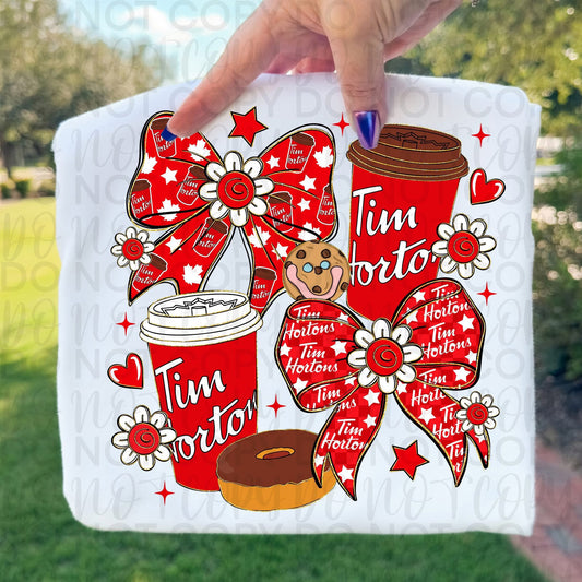 Bows and Beverages Tim Horton ~ UAC25 ~ DTF Transfer