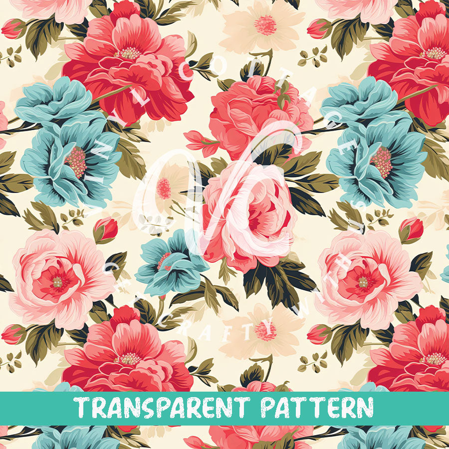 Vintage Florals ~ TRANSPARENT VINYL ~ TP34