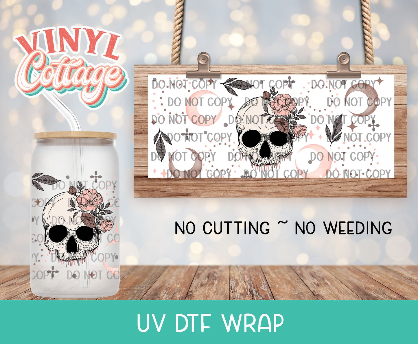 40UV Floral Skellies ~ UV DTF Wrap