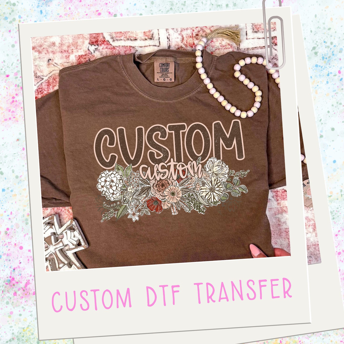 Vintage Floral Names Custom  ~ SAG26 ~ DTF Transfer