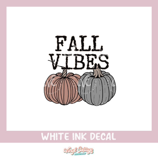 WC023 ~ Fall Vibes Pumpkins ~ White Ink Decal