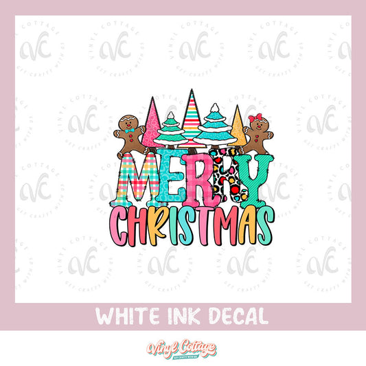 WC157 ~ White Ink Decal ~ Merry Christmas
