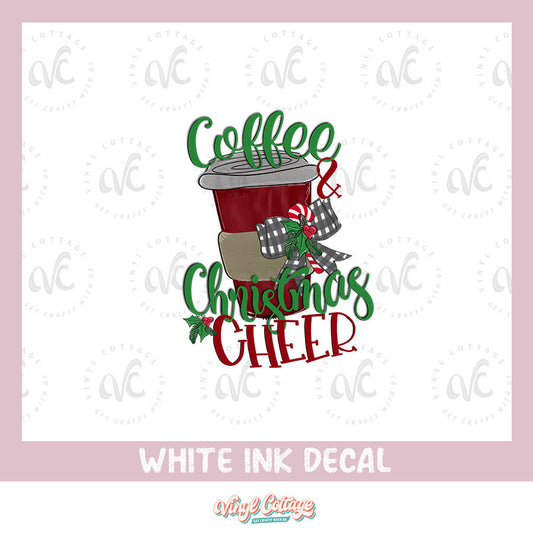WC197 ~ White Ink Decal ~ Coffee and Christmas Cheer