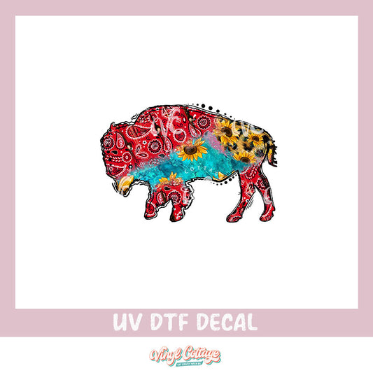 WC228~ UV DTF DECAL ~ Patchwork Bison