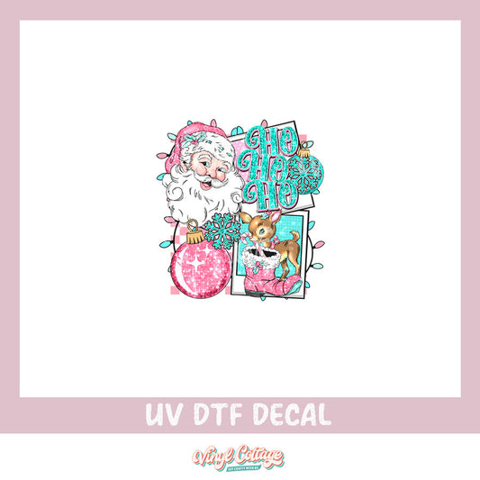 WC247 ~ UV DTF DECAL ~ Pink and Teal Ho Ho HO