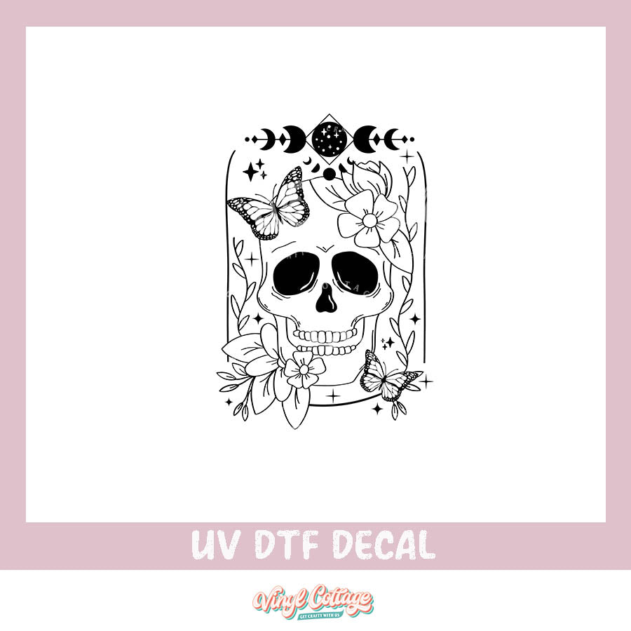WC273 ~ UV DTF DECAL ~ Floral Skull