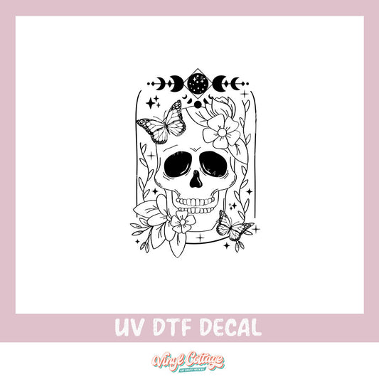 WC273 ~ UV DTF DECAL ~ Floral Skull