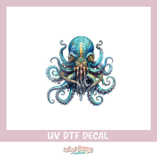 WC279~ UV DTF DECAL ~ Blue Octopus Steampunk