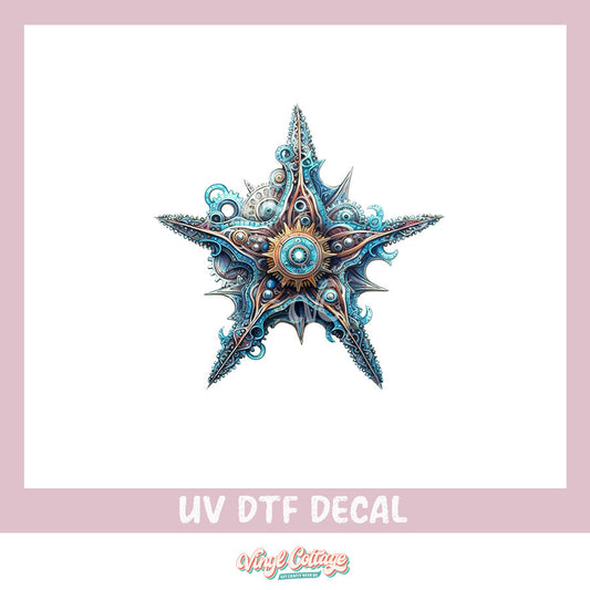 WC280~ UV DTF DECAL ~ Blue Starfish Steampunk