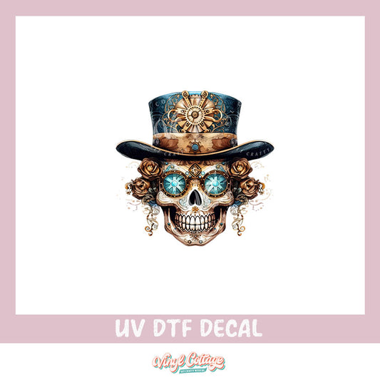 WC281 ~ UV DTF DECAL ~ Blue Skellie Steampunk