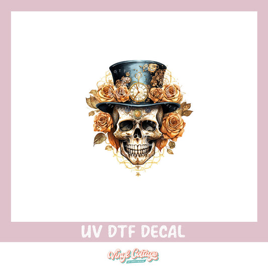 WC282 ~ UV DTF DECAL ~ Floral Skellie Steampunk
