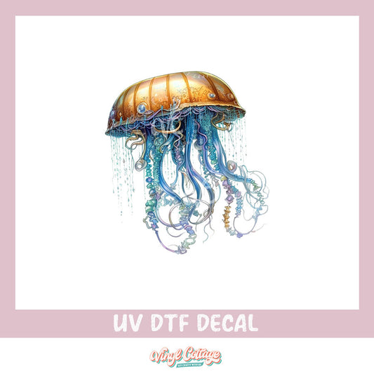 WC283 ~ UV DTF DECAL ~ Blue Jellyfish Steampunk