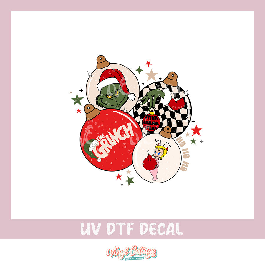 WC291 ~ UV DTF DECAL ~ Mean Green Christmas