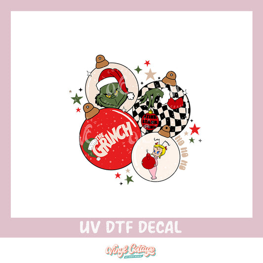 WC291 ~ UV DTF DECAL ~ Mean Green Christmas