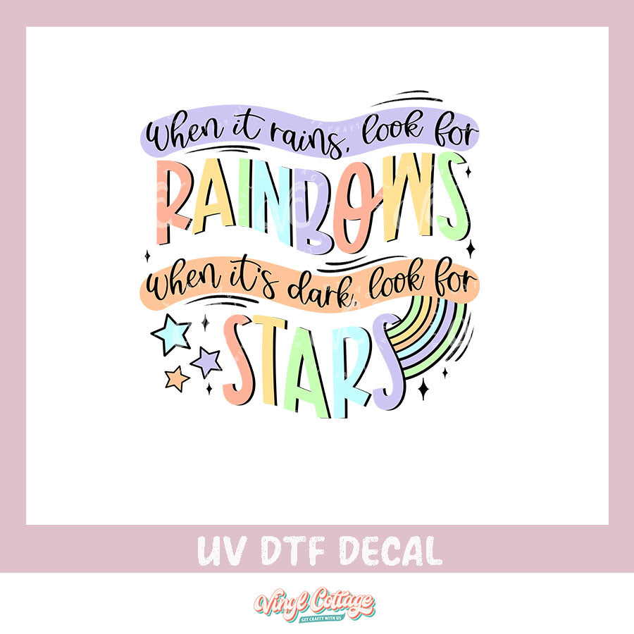 WC348 ~ UV DTF DECAL ~ Rainbows and Stars