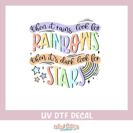 WC348 ~ UV DTF DECAL ~ Rainbows and Stars