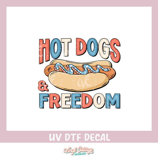 WC407 ~ UV DTF DECAL ~ Hot Dogs and Freedom