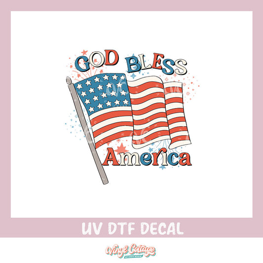 WC414 ~ UV DTF DECAL ~ God Bless America