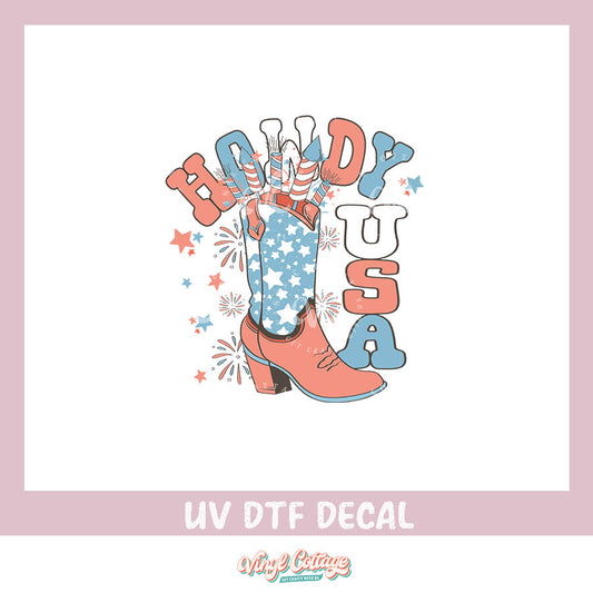 WC415 ~ UV DTF DECAL ~ Howdy USA