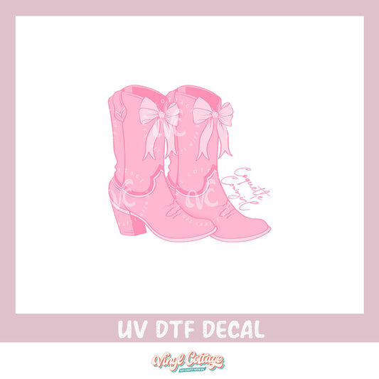 WC429 ~ UV DTF DECAL ~ Coquette Cowgirl Boots