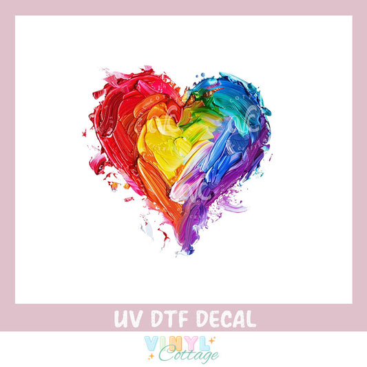 WC457 ~ Rainbow Heart ~ UV DTF Decal