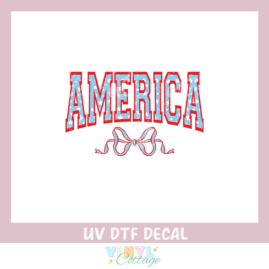 WC464 ~ America Coquette Bow ~ UV DTF Decal
