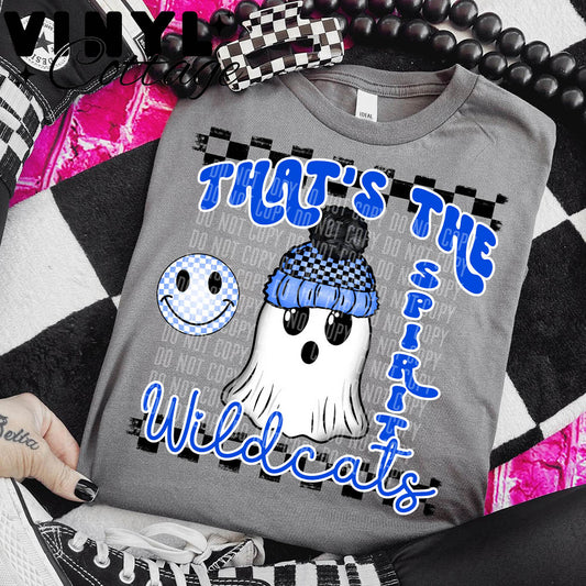 Wildcats Spirit Ghostie ~ Blue ~ DTF Transfer