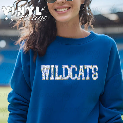 Wildcats Blue Toile ~ DTF Transfer